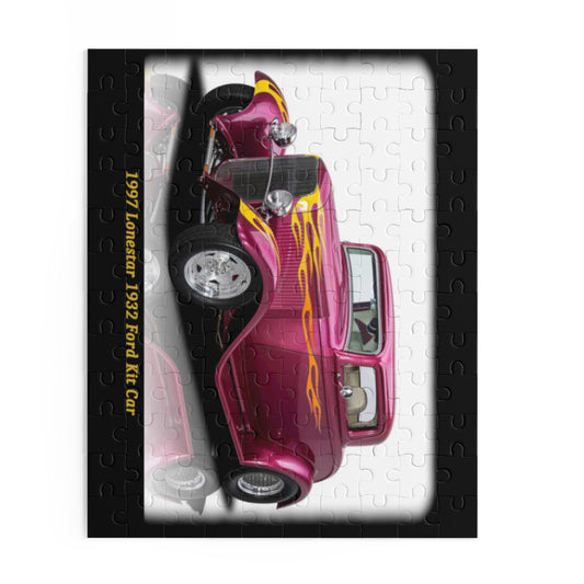 Vibrant Magenta Hot Rod 1932 Flame Temp Puzzle (120 pcs) - Thrilling Automotive Challenge