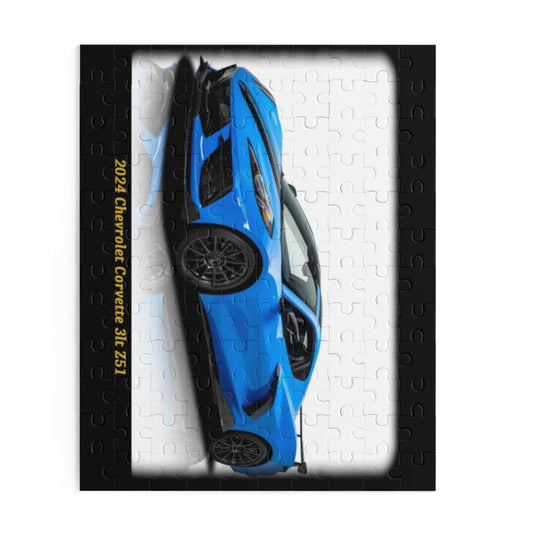 Vibrant 2024 Corvette C8 Z51 Blue Temp Puzzle (120 pcs) – Epic Gift for Car Enthusiasts!