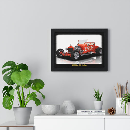 Blazing 1923 T Bucket Hot Rod Poster - Iconic Flame Design Wall Art for Gearheads & Classic Car Enthusiasts