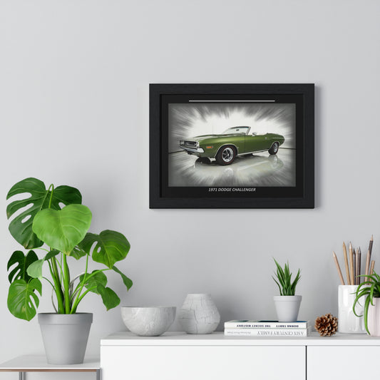 Vivid 1971 Challenger Poster - Classic Green Convertible Muscle Car Wall Art for Auto Enthusiasts & Man Cave Decor