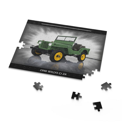 Assemble the Legend: 1946 Willys CJ 2A  Temp Puzzle (120 pcs) – Classic Car Lover's Masterpiece!
