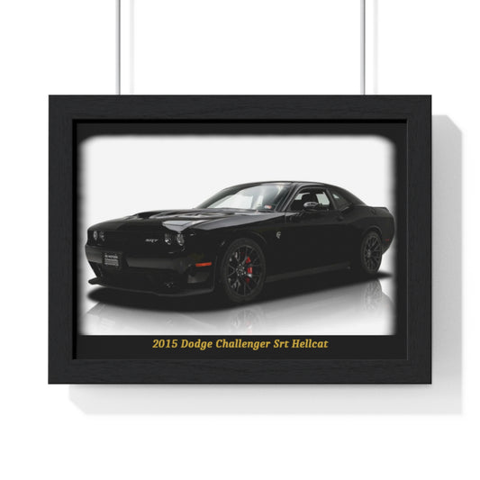 2015  Challenger SRT Hellcat Poster - Iconic Black Muscle Car Art for Enthusiasts & Man Caves