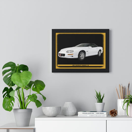 2002 Camaro Z28 Poster | Legendary White Muscle Car Wall Art for American Automotive Enthusiasts