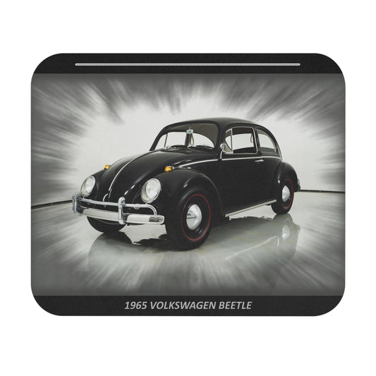Classic 1965 Black Volkswagen Beetle Mouse Pad | Iconic VW Bug Car Enthusiast Desk Mat | Vintage Automotive Art Gift