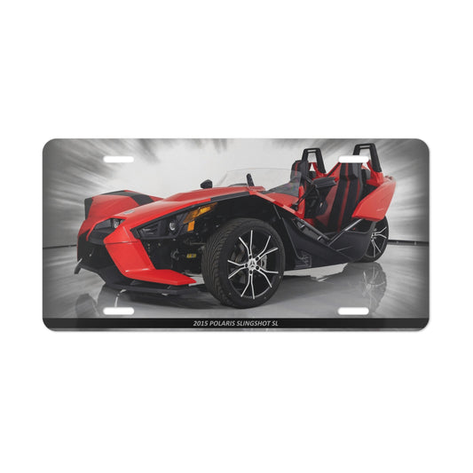 Bold 2015 Polaris Slingshot SL Red Metal Front License Plate - Unique Vanity Plate for Automotive Enthusiasts!