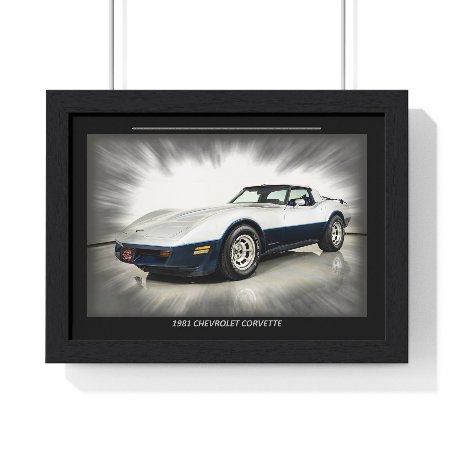 1981  Corvette C3 Poster - Iconic Silver & Blue Classic Car Wall Art Print for Car Enthusiasts & Mancave Decor - Stunning Vintage Sports Car Gift