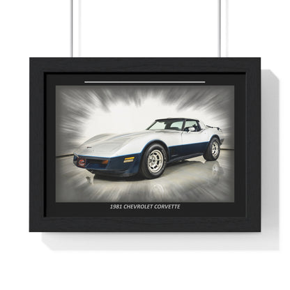 1981  Corvette C3 Poster - Iconic Silver & Blue Classic Car Wall Art Print for Car Enthusiasts & Mancave Decor - Stunning Vintage Sports Car Gift