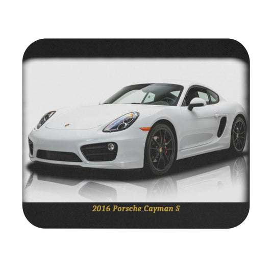 White 2016 Porsche Cayman S Mousepad - Luxury Sports Car Desk Mat | Automotive Enthusiast Gift | High-Performance Design
