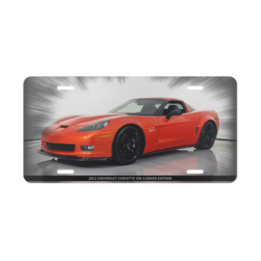 Bold Vibrant Orange 2011 Corvette Z06 Carbon Edition Classic Vanity Plate - Metal Front License Plate | Iconic Sports Car Gift