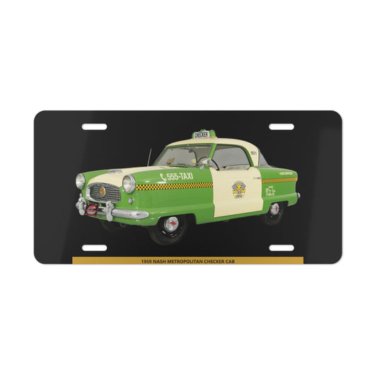 Authentic 1959 Nash Metropolitan Checker Cab Classic Vanity Plate | Retro Metal Front License Plate for Car Enthusiasts