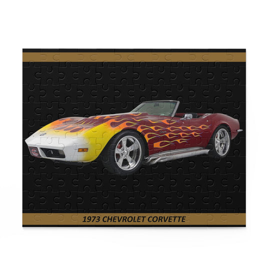 Blazing 1973 Corvette Stingray Flame Puzzle | Iconic Classic Muscle Car Jigsaw (120 pcs) for Enthusiasts