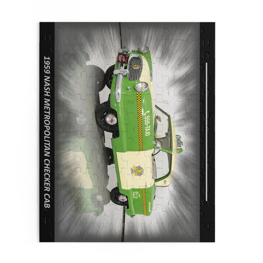 Captivating 1959 Nash Metropolitan Checker Cab Temp Puzzle (120 pcs) - Iconic Vintage Taxi Art Gift