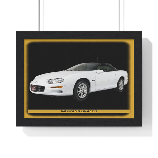 2002  Camaro Z28 Poster | Legendary White Muscle Car Wall Art for American Automotive Enthusiasts