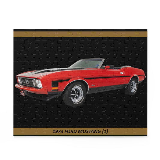 Classic 1973  Mustang Convertible Puzzle - Dazzling Red Muscle Car Gift | Temp Puzzle (120 pcs) for Enthusiasts