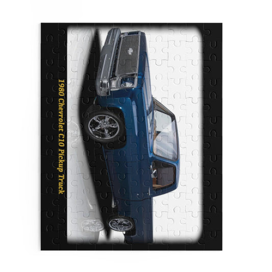 Classic 1980  C10 Blue Pickup Truck Temp Puzzle (120 pcs) - Perfect Gift for Truck Fans!