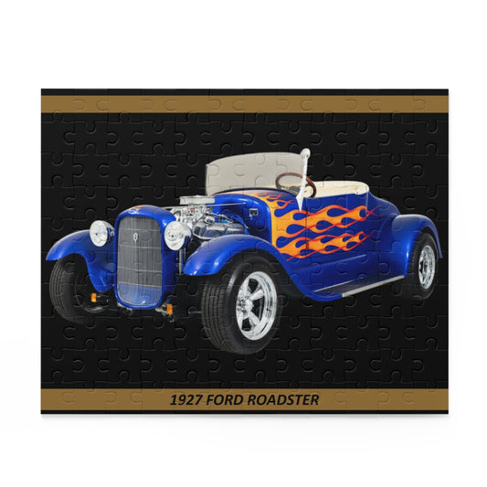 Blazing 1927 Ford Roadster Hot Rod Temp Puzzle (120 pcs) – Classic Car Enthusiast Gift, Vintage American Auto Fun